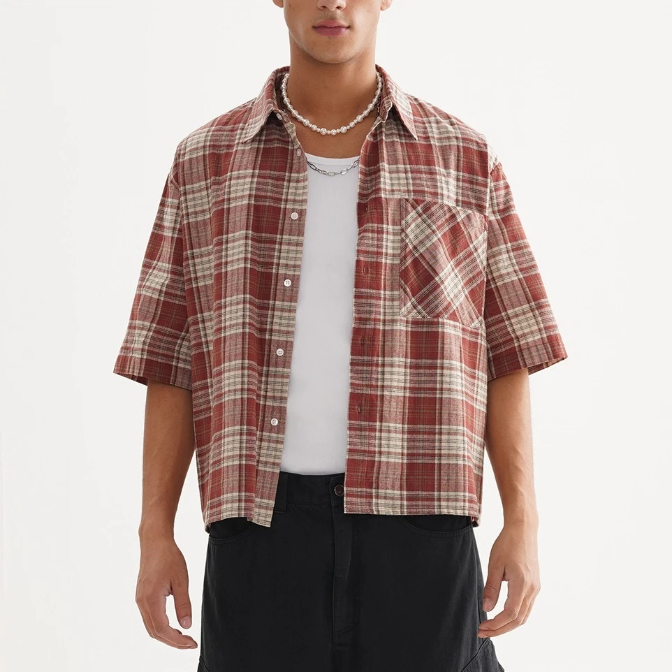 

Мужская одежда: высококачественная модная рубашка в клетку, повседневная летняя рубашка с коротким рукавом в гавайском стиле, уличная мода для мужчин.