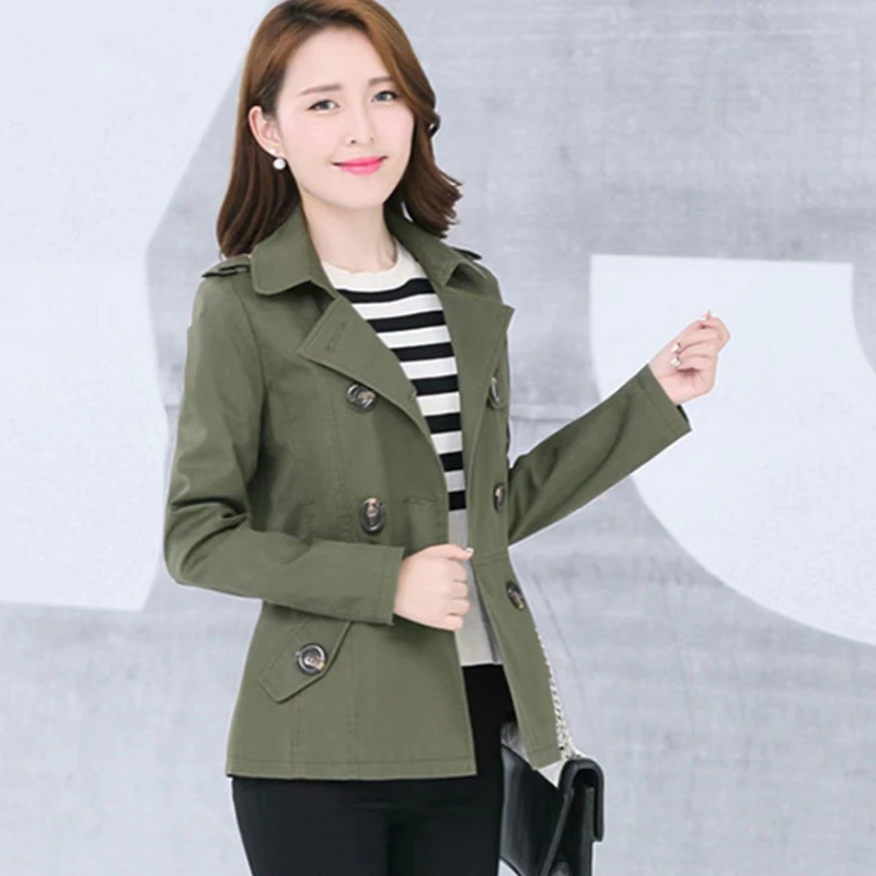 

Spring Fashion Short Paragraph Windbreaker Jacket Female Autumn Trench Coat for Women Repair Top Korean Style Casual Coat 2023