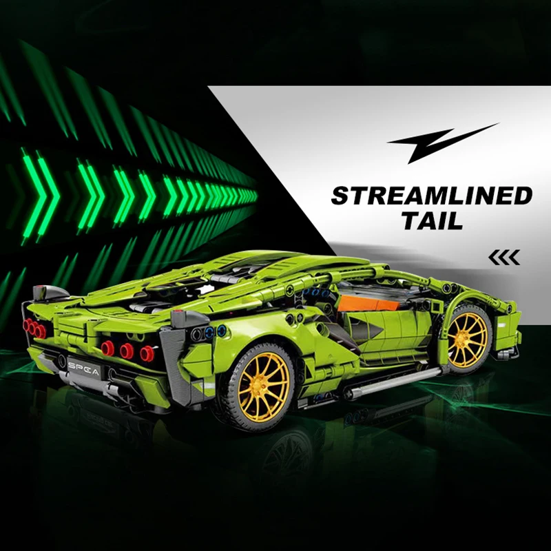 Technical Super Speed Green Lamborghinis Sports Car Model Building Blocks Famous Vehicle Assemble Bricks Kid Toys for Adult Gift