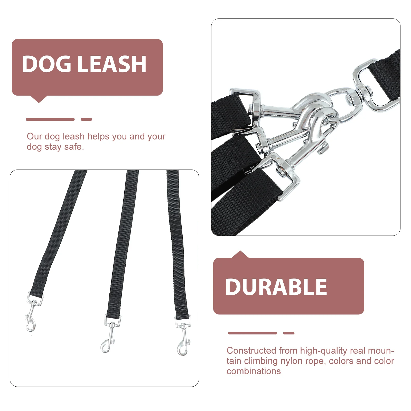 

Tricephalous Dog Leash Heavy Duty Nylon Training Lead For Small Medium Dogs Walking Running Hiking Outdoor Pet Walking