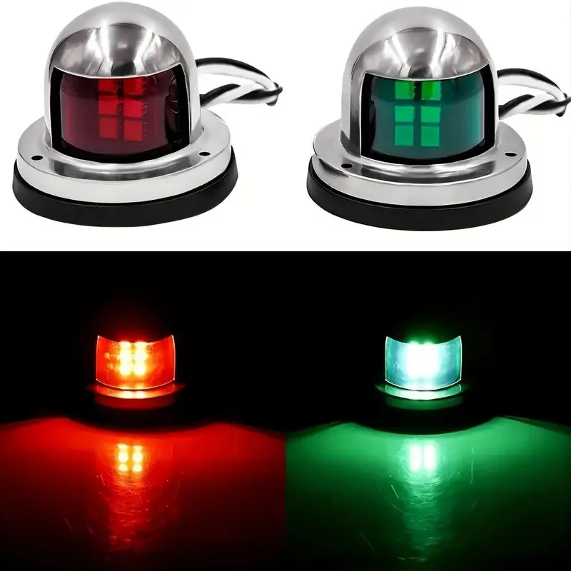 Marine LED Navigation Lights Red Green Sailing Lamp 12V 2pcs Warning Signal Light Stainless Steel Waterproof for boat Yacht