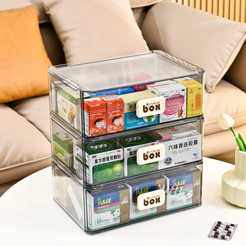 Home Medicine Storage Box Drawer Type Medicine Multifunctional Storage Cabinet Home Storage Rack Large Capacity Storage Box