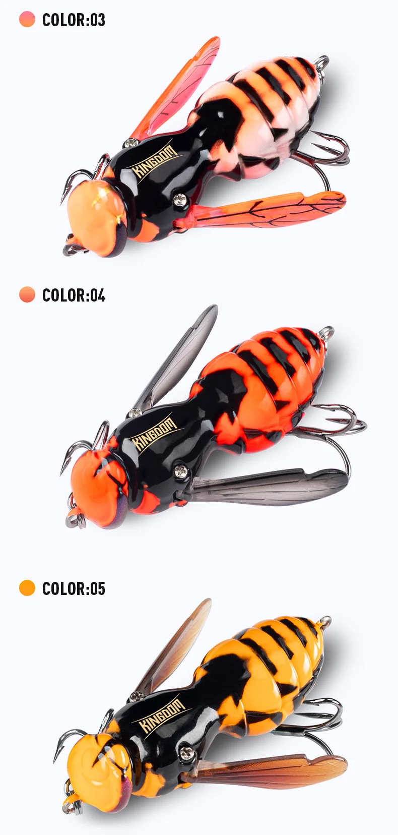 Kingdom Wasp Crawl Bait Schwimmender Angelköder 4,2g/40mm 6,6g/48mm Insekten-Bionik-Swimbaits Oberflächenköder Künstlicher Harter Köder – Detail 15