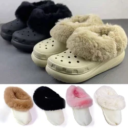 1Pair Winter Warm Shoe Cover For Women Men Clog Fur Lining Replacement Soft Thickened Plush Shoe Pads Clogs Slippers Plush Liner