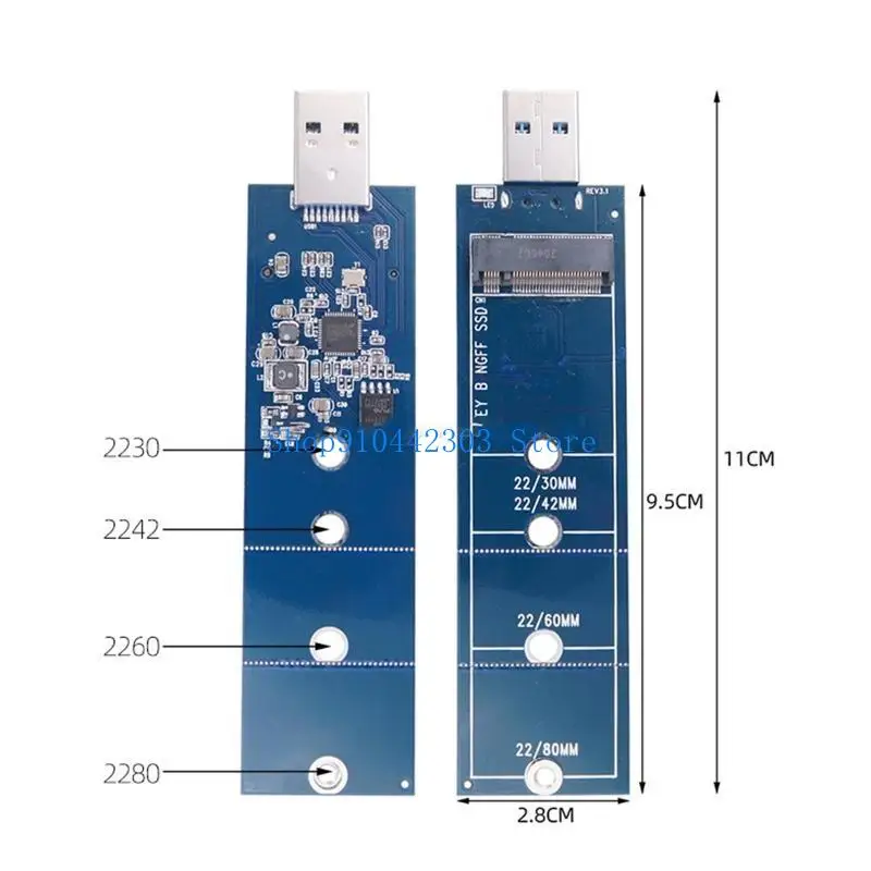 652F for M.2 Adapter B for Key SSD to USB 3.0 Reader Card NGFF -SATA Converter Support-SATA Based 2230 2242 2260 2280 No Cabl