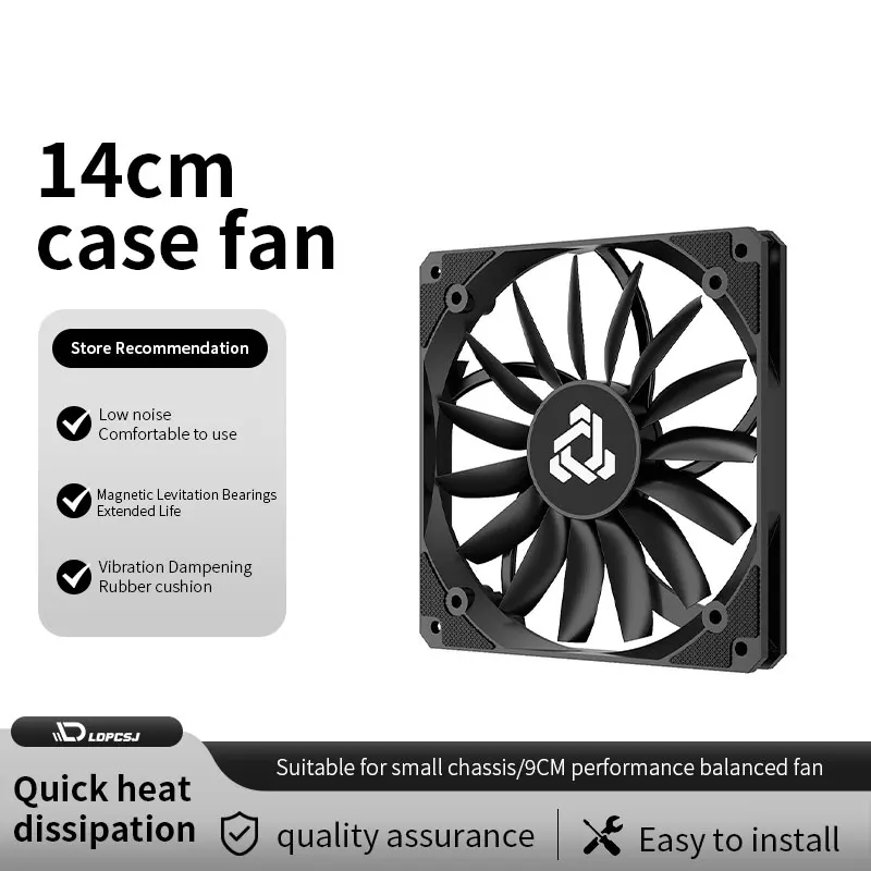 LDPCSJ 14015 رقيقة جدا 15 مللي متر سميكة كبيرة تدفق الهواء كمبيوتر مكتبي 14 سنتيمتر مروحة تبريد وحدة المعالجة المركزية مروحة مشعاع أسود