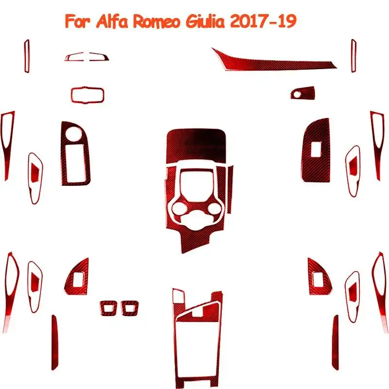 Accesorios para Alfa Romeo Giulia 2017-19, Panel de Fibra de Carbono para el Interior del Vehículo, Panel de Ventana, Panel de Llaves, Adhesivos Decorativos