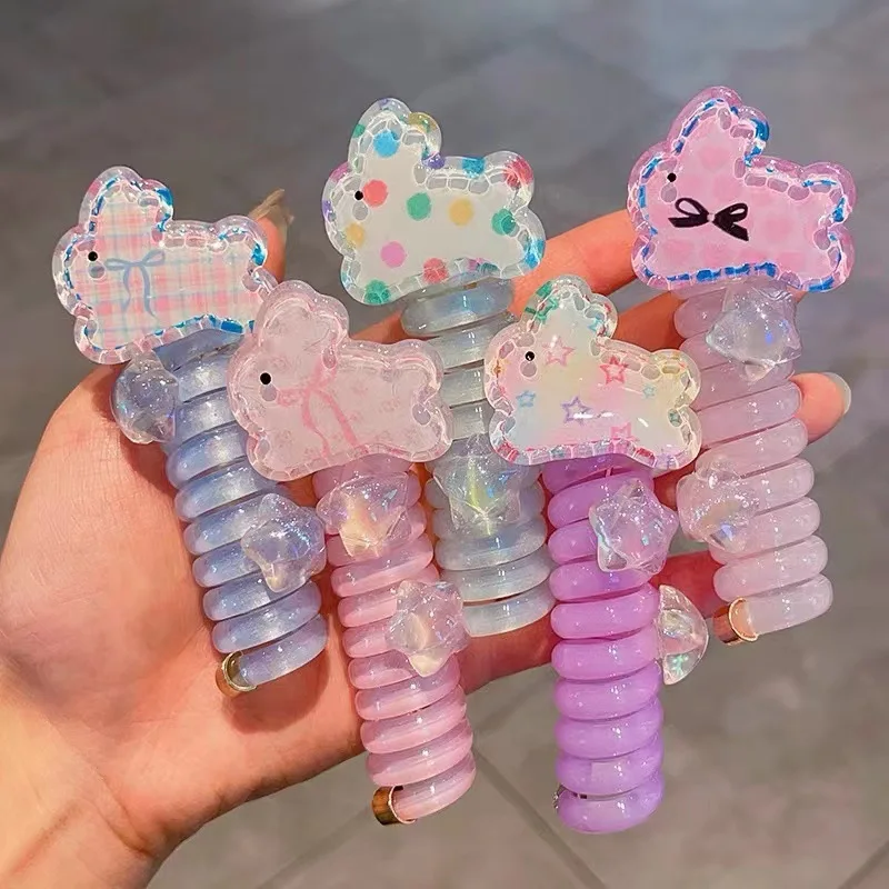 

Резинки для волос для детей — резинки для шнура для телефона с блестящими звездами и кроликом | Нежные держатели для хвостиков для девочек и малышей