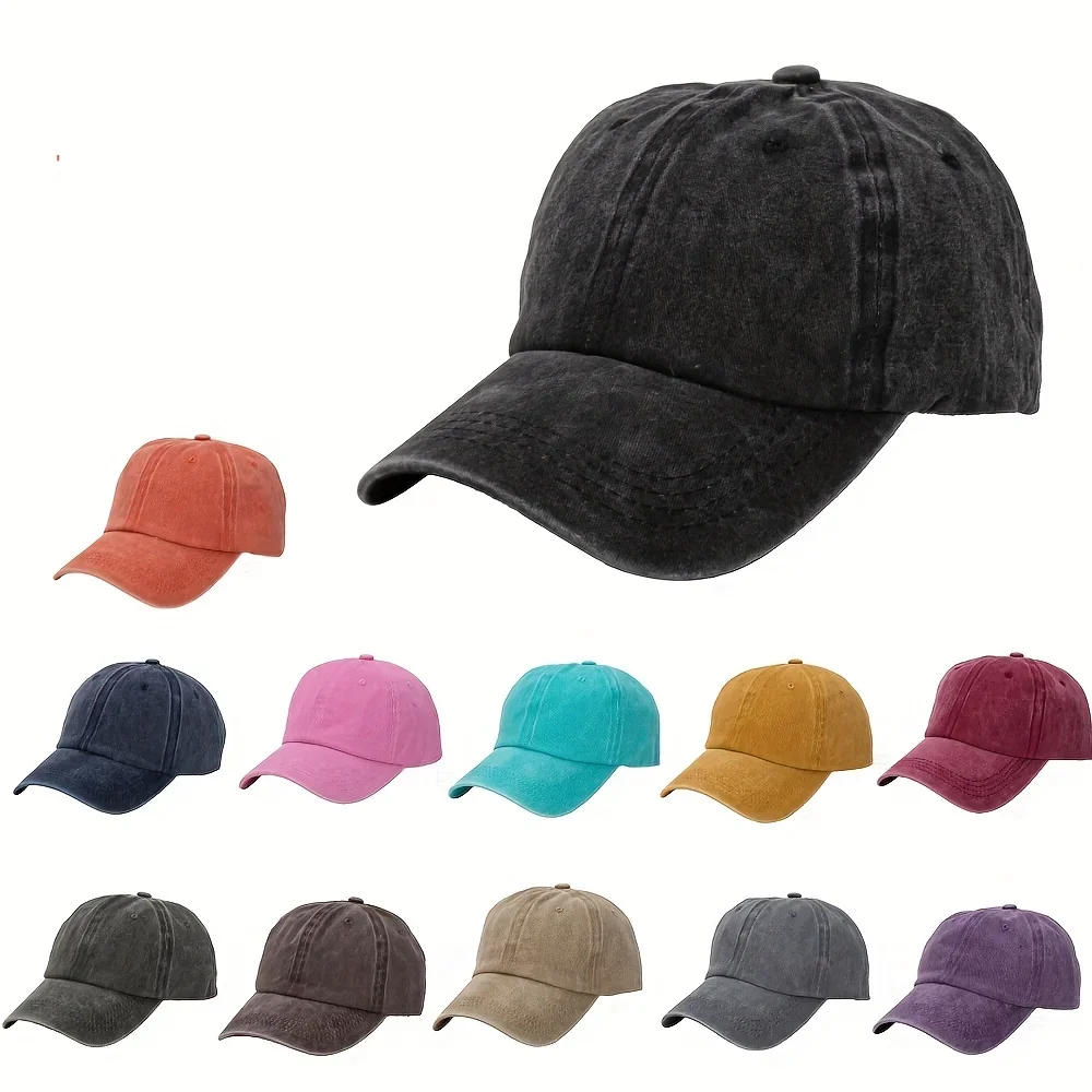 Adult Youngsters' Washed Cotton Baseball Cap - Adjustable Snapback Vibrant Colors for Boys & Girls Ages 3-7 Outdoor Activities