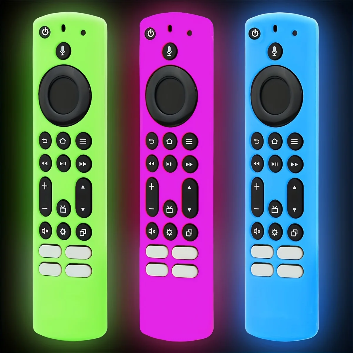 3 Pack, Frie TV-4 Alexa, Toshiba/Insignia Luminous Silicone Remote Control Cover, With A Hanging Rope