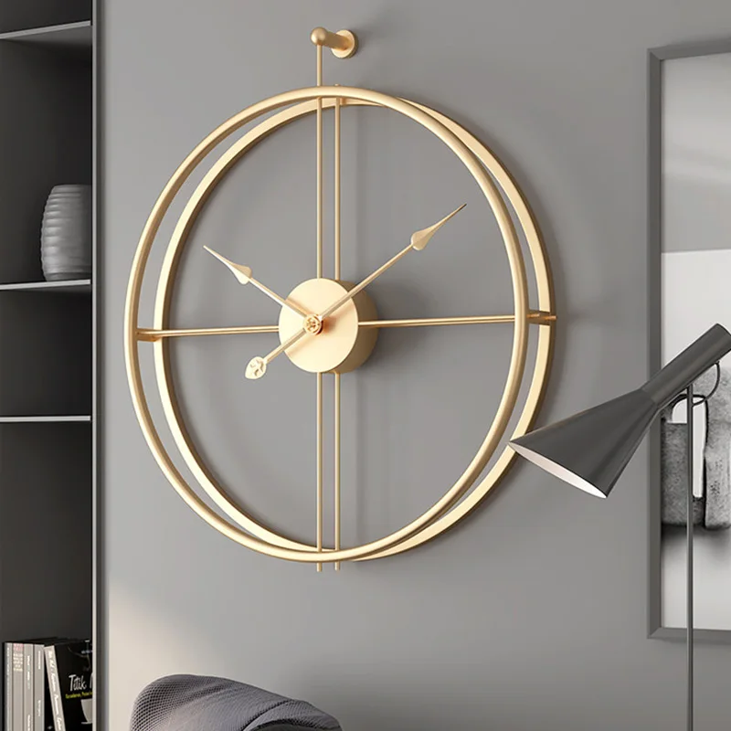 Metal Wall Art Vintage Wall Clocks Aesthetic Modern Nordic Round Clock Wall Design Design Reloj De Pared Ornaments Home Decor