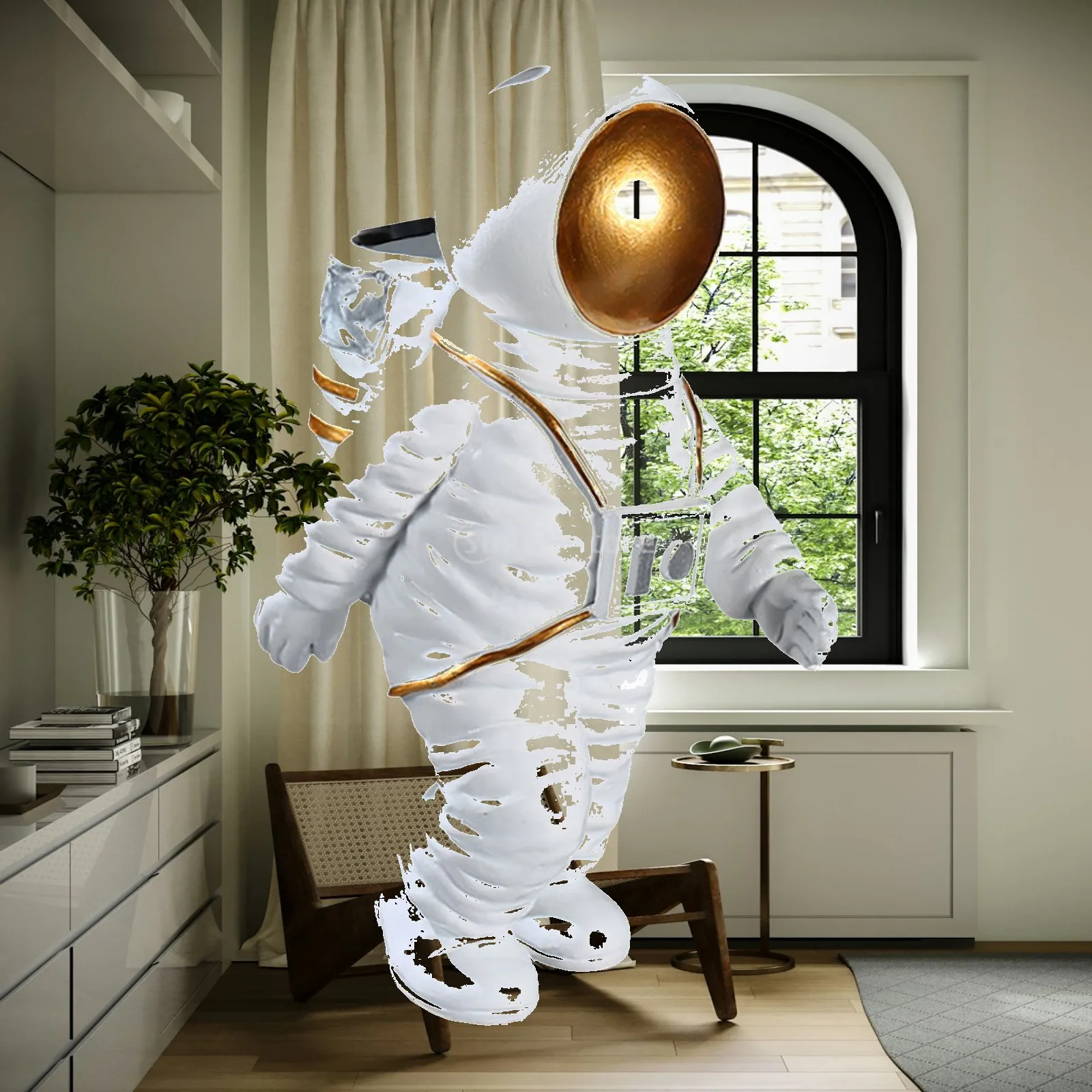 Astronaut Statue Sculpture Modern Model Resin Spaceman Figurine Home Decor for Bookshelf Tabletop Fireplace Bedroom Living Room