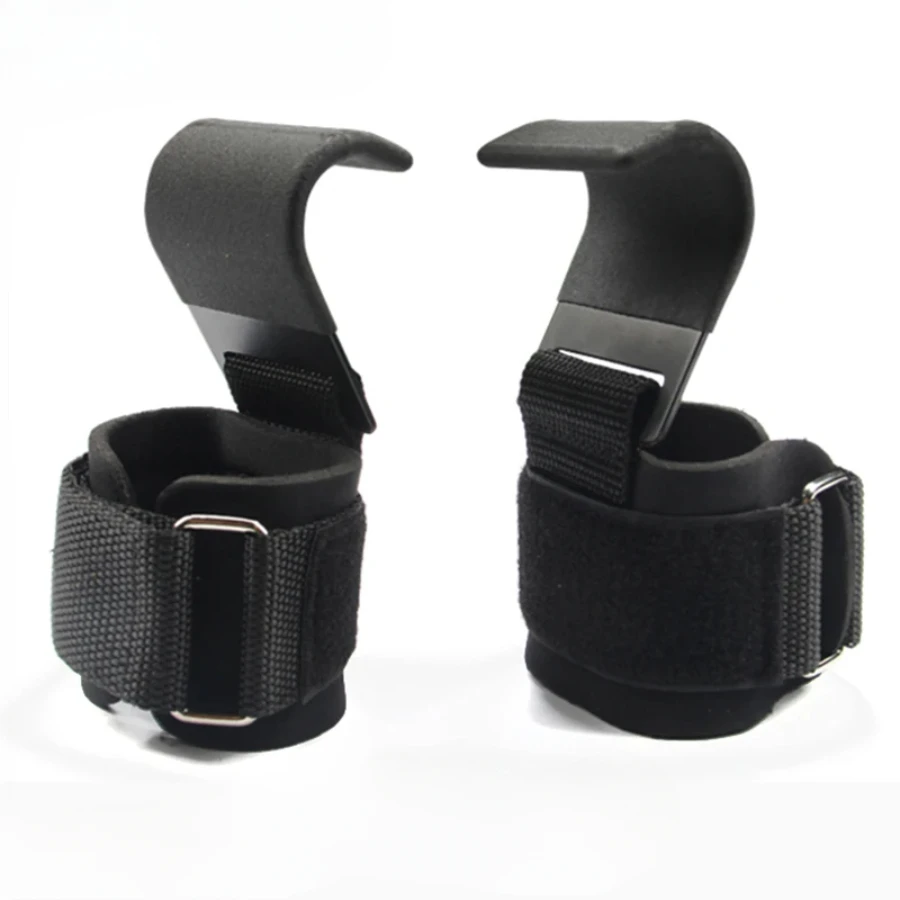 

2pcs Weight Lifting Hook Grips With Wrist Wraps Hand-Bar Wrist Strap Gym Fitness Hook Weight Strap Pull-Ups Power Lifting Gloves