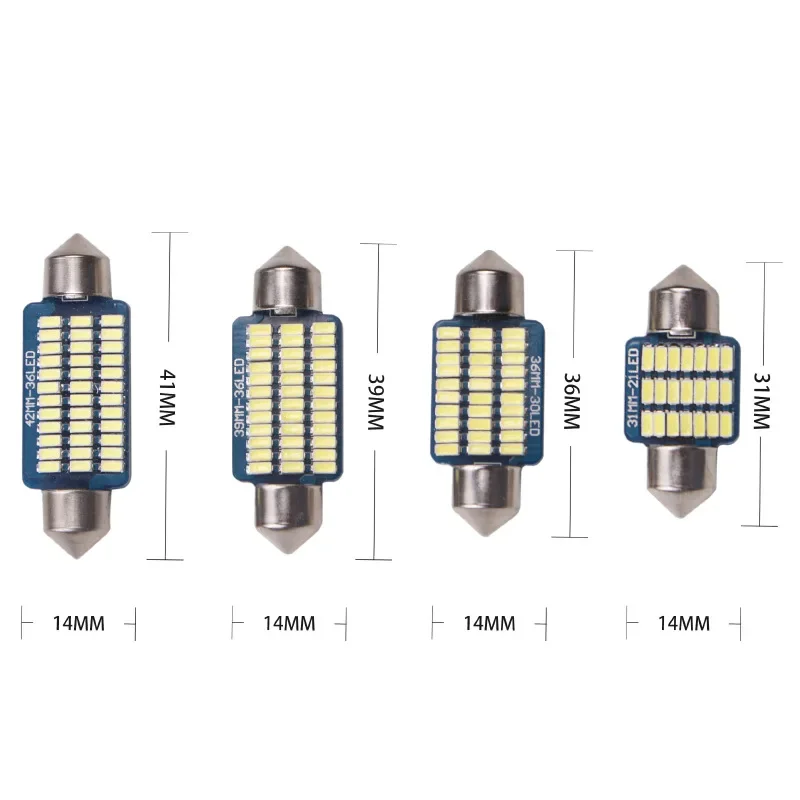 10/6x Error Free C5W C10W 4014 LED Bulb 31 36 39 41mm Interior Reading Light Festoon Auto Dome License Plate Luggage Trunk Lamp