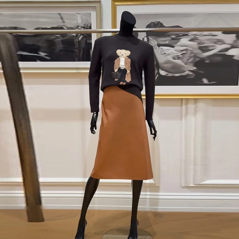 

Свитер Camere для девочек в стиле ретро, забавная вышивка ort Sve, высокая талия, осенне-зимний модный топ-бот, комплект для женщин