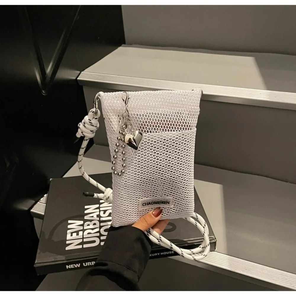 

Sweet Korean Nylon Mesh Wallet Solid Color Hollow Shoulder Purse Bags Crossbody Teenager Mobile Phone Bag Travel