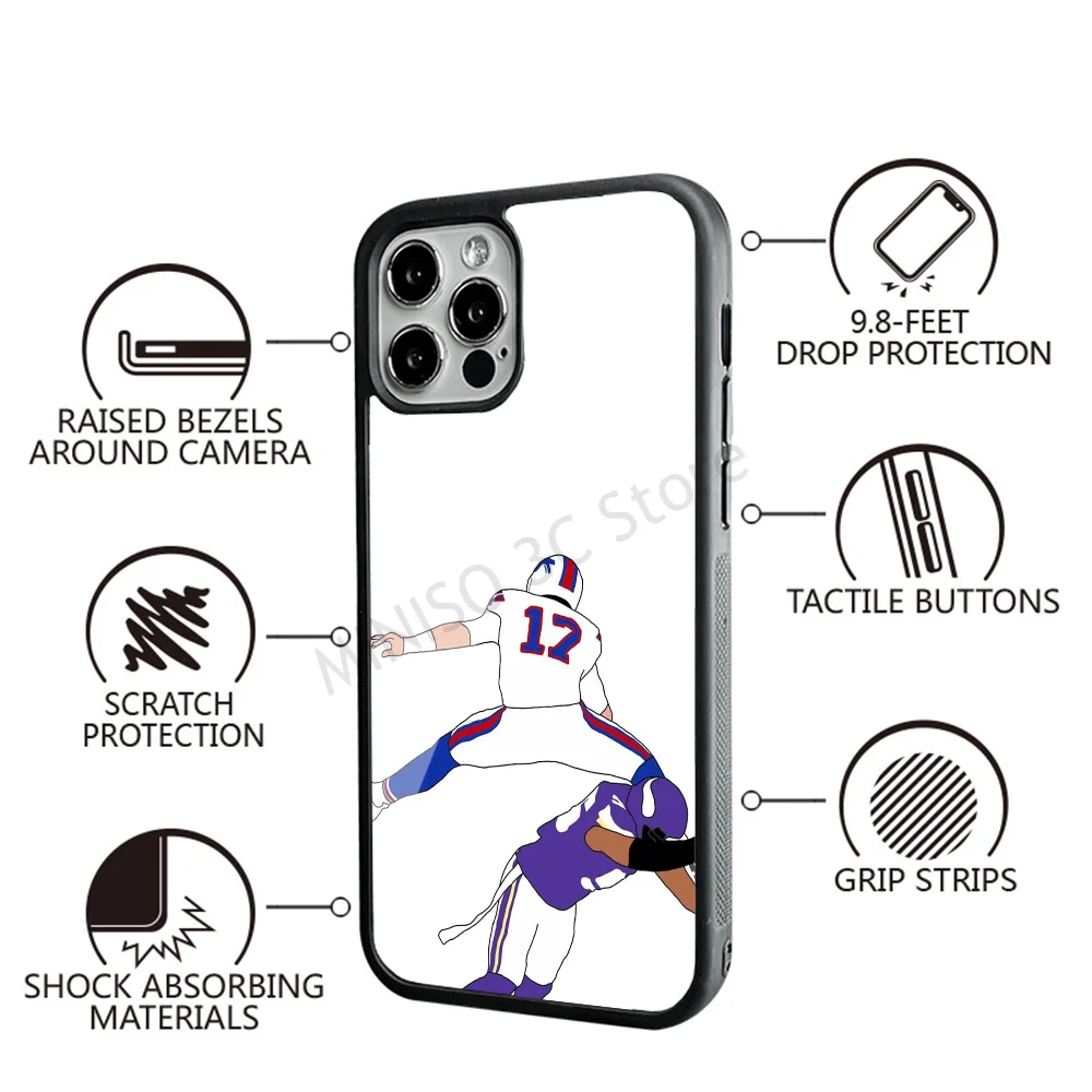 Buffalo Bills Josh Allen Hurdle Phone Case Strong Magnetic per IPhone 15 14 13 Pro Max 11 12 Mini per Magsafe