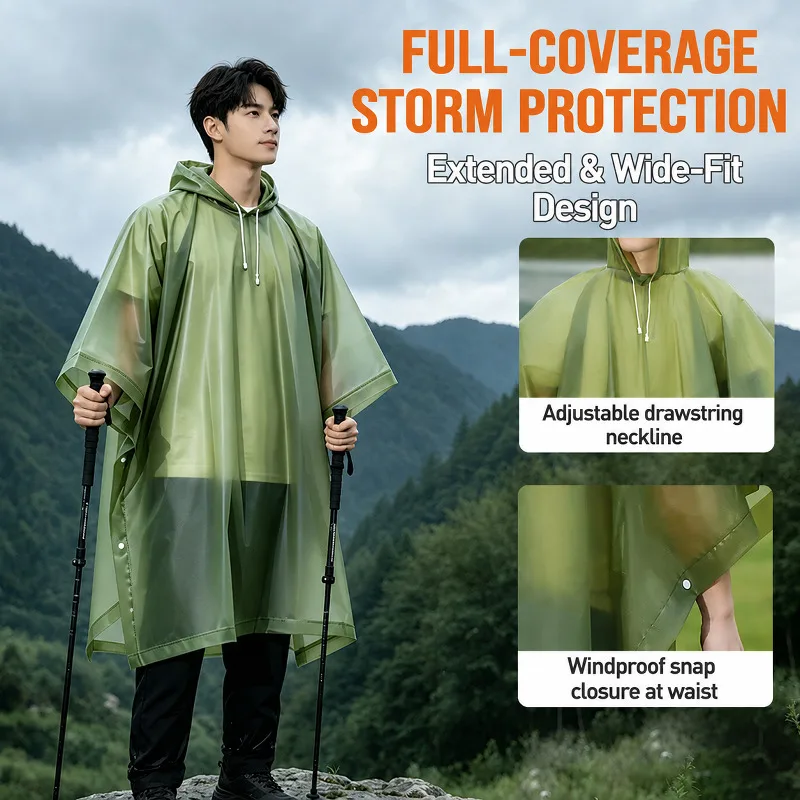 Waterproof Hooded Rain Poncho Reusable 3 In 1 Outdoor Hiking Raincoat Multifunctional Motorcycle Rain Cover Camping Travel Tent