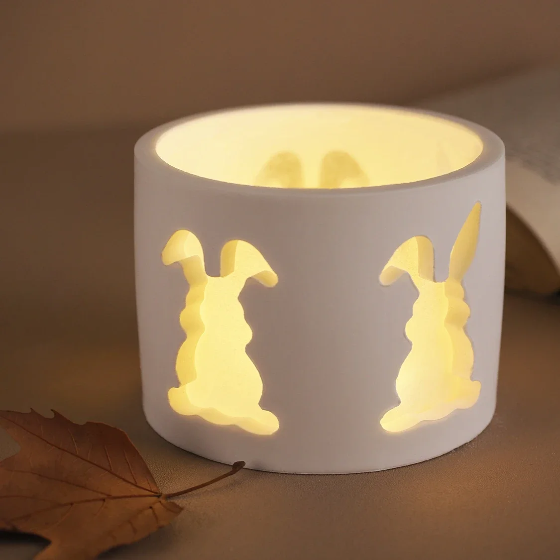 Hollow Rabbit Candle Holder Easter Bunny Candle Molds for DIY Making Polymer Clay Plaster Ornament Mold for Easter Home Decor