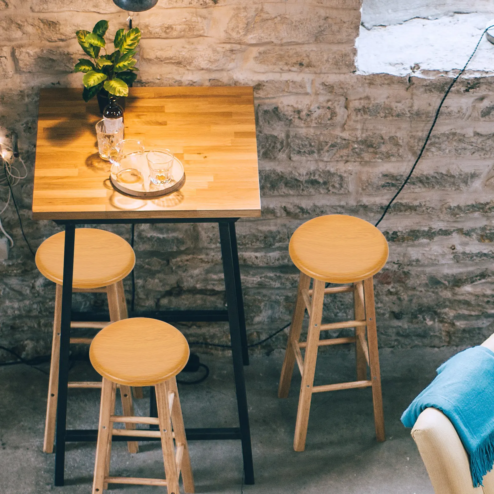 

Round Seat Replacement Wooden Bar Stool Top Solid Wood Surface For Canteen Home Use Bar Stool Wooden Seat