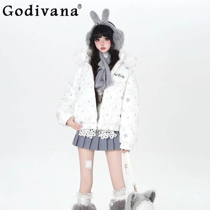 Parkas chauds à capuche épais pour femmes, veste courte ample en coton à manches longues, Parkas Lolita de Style japonais, hiver