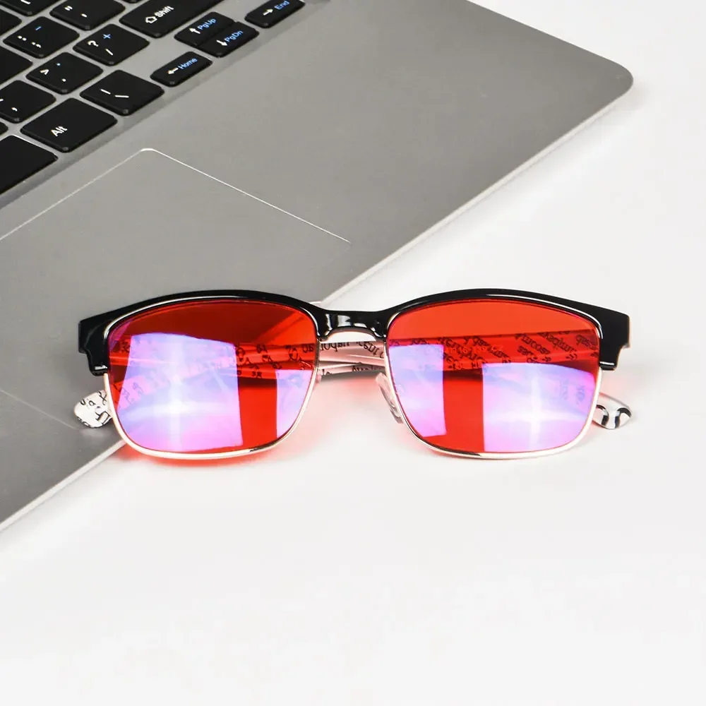 SHINU Red Orange Colored lenses Anti Blue Light Glasses Computers Glasses with Glasses case Free eyewear accessories included