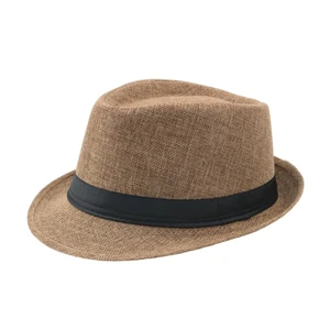 Männer klassischer Fedora -Hut mit schwarzen Bands, Short Tab, Gangster, Cosplay -Party, Fantasy -Accessoires, Sommer 6 Hauptverkaufs -Gangsterhose - №2