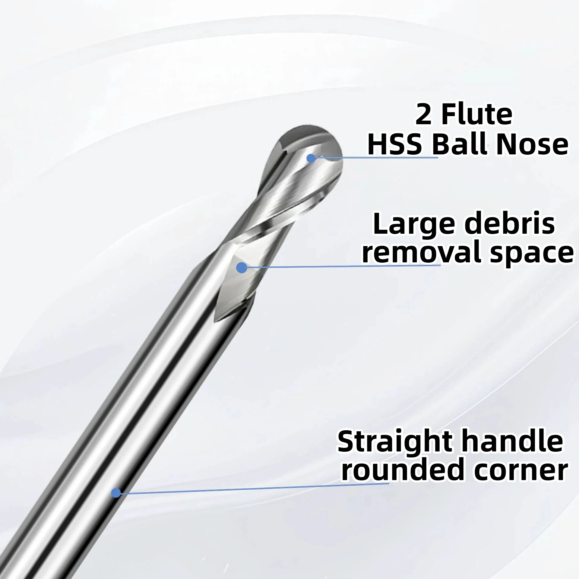HSS Ball Nose End Mill 2 Flute 4 Flute with Straight Shank Radius 0.5 to R12 Milling Cutter CNC Metal Machining Tool