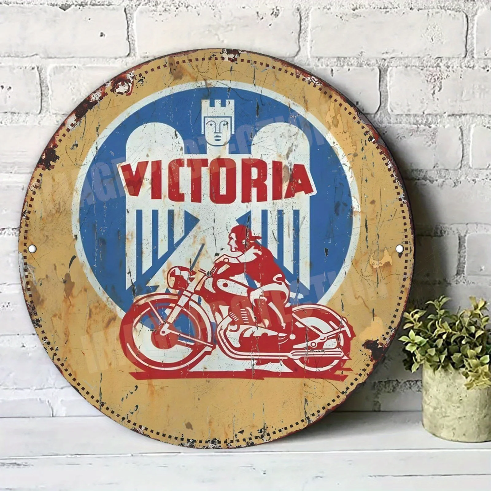 2D Flat - Vintage Victoria Motorcycle Aluminum Wall Art - 7.87