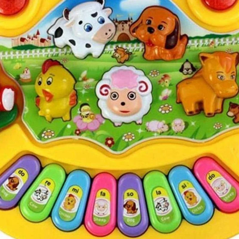 Jouets éducatifs précoces pour bébés de 1 an, 2 pièces, piano, animaux de ferme, développement musical, jaune