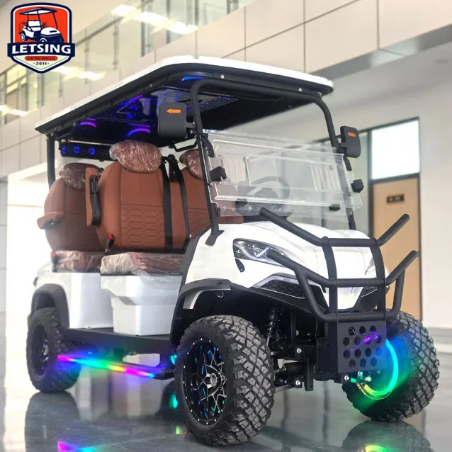 4 Seater Luxury Electric Golf Cart with Colorful LED Lights 48V60V72VLithium Battery Wholesale