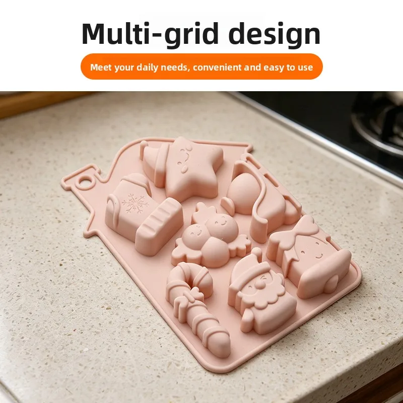 7-Piece Christmas House-Shaped Silicone Molds for baking Cakes, Chocolate Molds, Ice Cube Molds