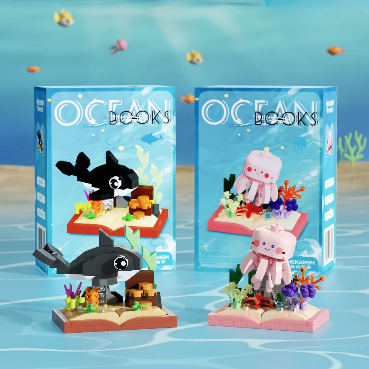 New Marine Animals Micro Particle Building Blocks Toys for Animal Shark, Jellyfish, Crab Diy Assembled Toys Puzzle Games Gifts view 4