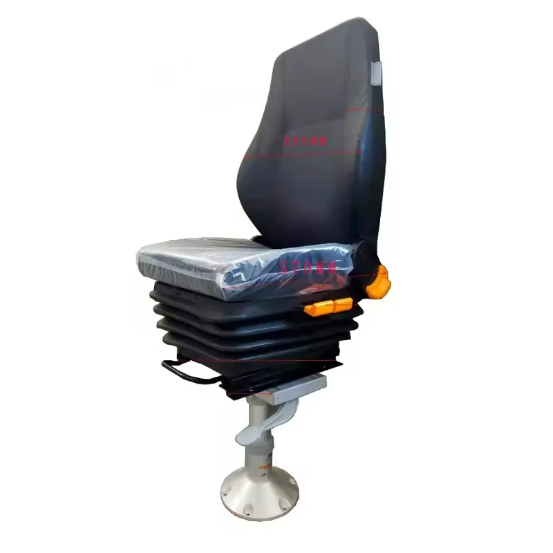 Spring suspension boat pilot seat with stand, Aluminum alloy marine captain mechanical driver seat