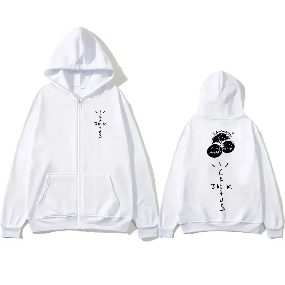 Rapper Cactus Jack Print Zipper Hoodie Male Fashion Sweatshirt Men Casual Oversized Zip Up Jacket Male Hip Hop Trend Streetwear