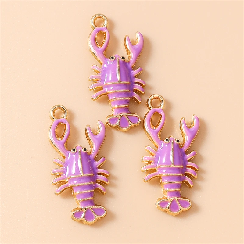 20 Stück 19x25mm Niedliche Meerestier-Anhänger Emaille-Hummel-Charms für Ohrringe Halsketten DIY Handgemachtes Kunsthandwerk Schmuckherstellung – Detail 9