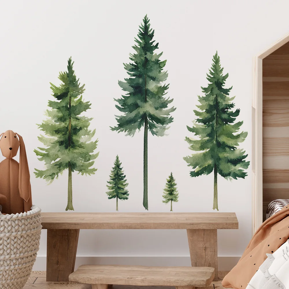2Pcs Large Tropical Green Plant Wall Sticker Vinyl DIY Forest Trees Decals Self-adhesive for Living Room Bedroom Home Wall Decor