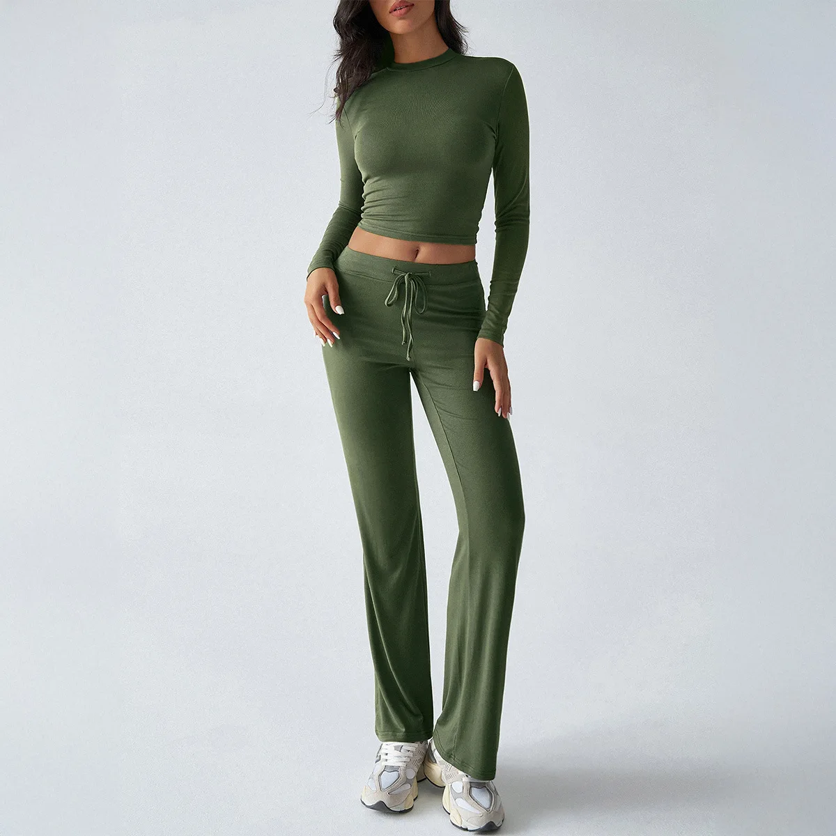 Ensemble t-shirt et pantalon couleur pour femmes, tissu Viscose confortable, vêtements de cérémonie longs, adaptés à tous âges