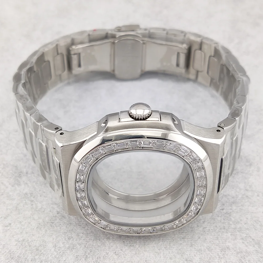 다이아몬드 보석 케이스 NH35 시계 케이스, 스테인레스 스틸 사파이어 유리 케이스, NH35 NH36 무브먼트에 적합, 39mm 케이스