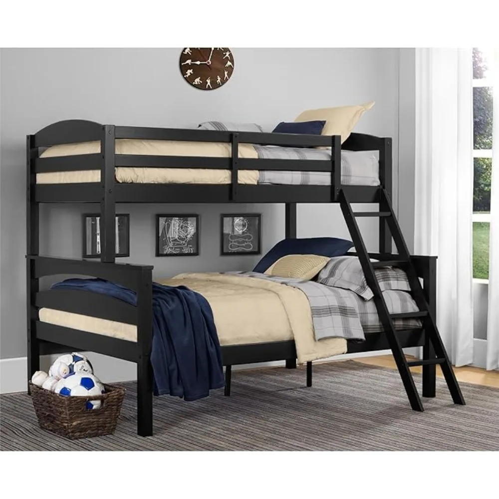 DHP Brady Wood Bunk Bed Frame, Twin Over Full, Black Bedroom Furniture  Twin Bed Frame