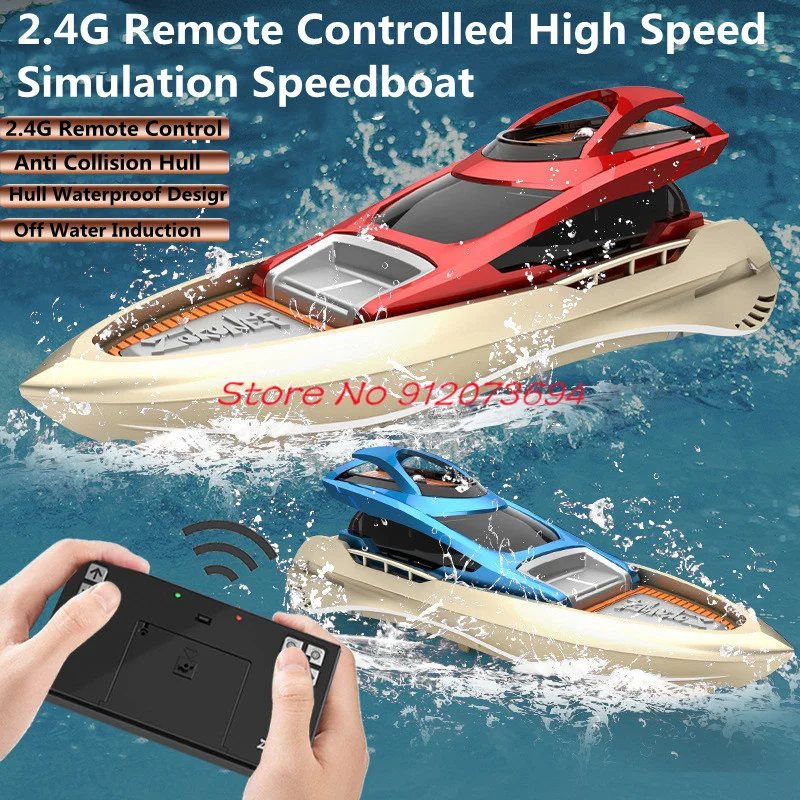 Mini motoscafo telecomandato portatile ad alta velocità 2.4G Competizione genitore-figlio Doppio motore Fusoliera anticollisione Modello di barca RC