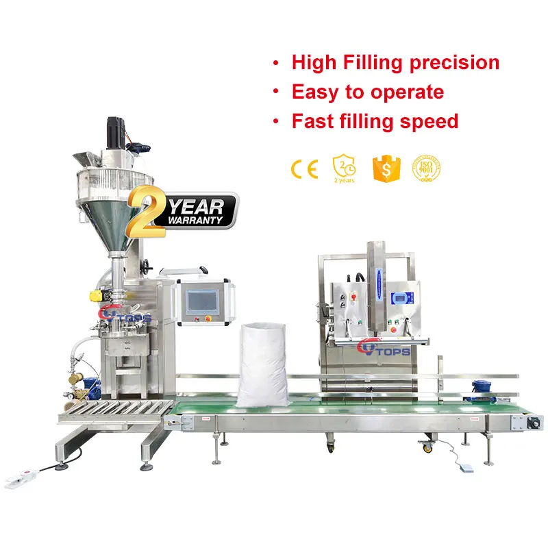 Industrial Cement Plastic Bag Filling Sewing Machine Automatic 25 Kg Powder Sealer Bagger Machine With Exhausting Air Function