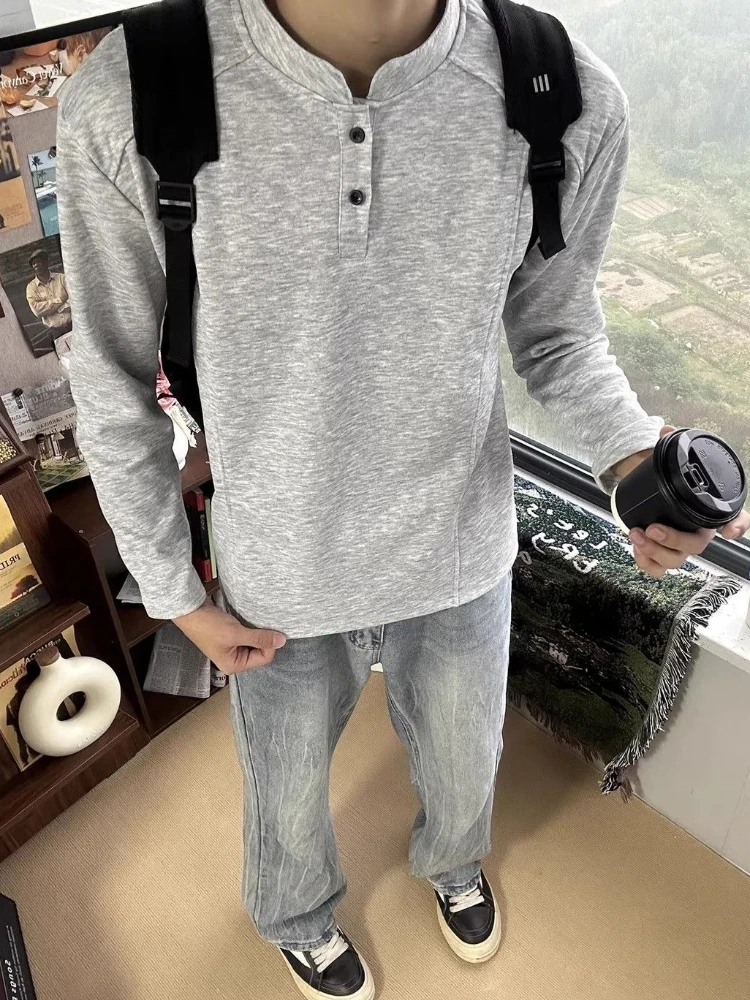 Men's Black Fleece Lined Polo Shirt Long Sleeve Thermal Base Layer Winter Warm Solid Casual Top