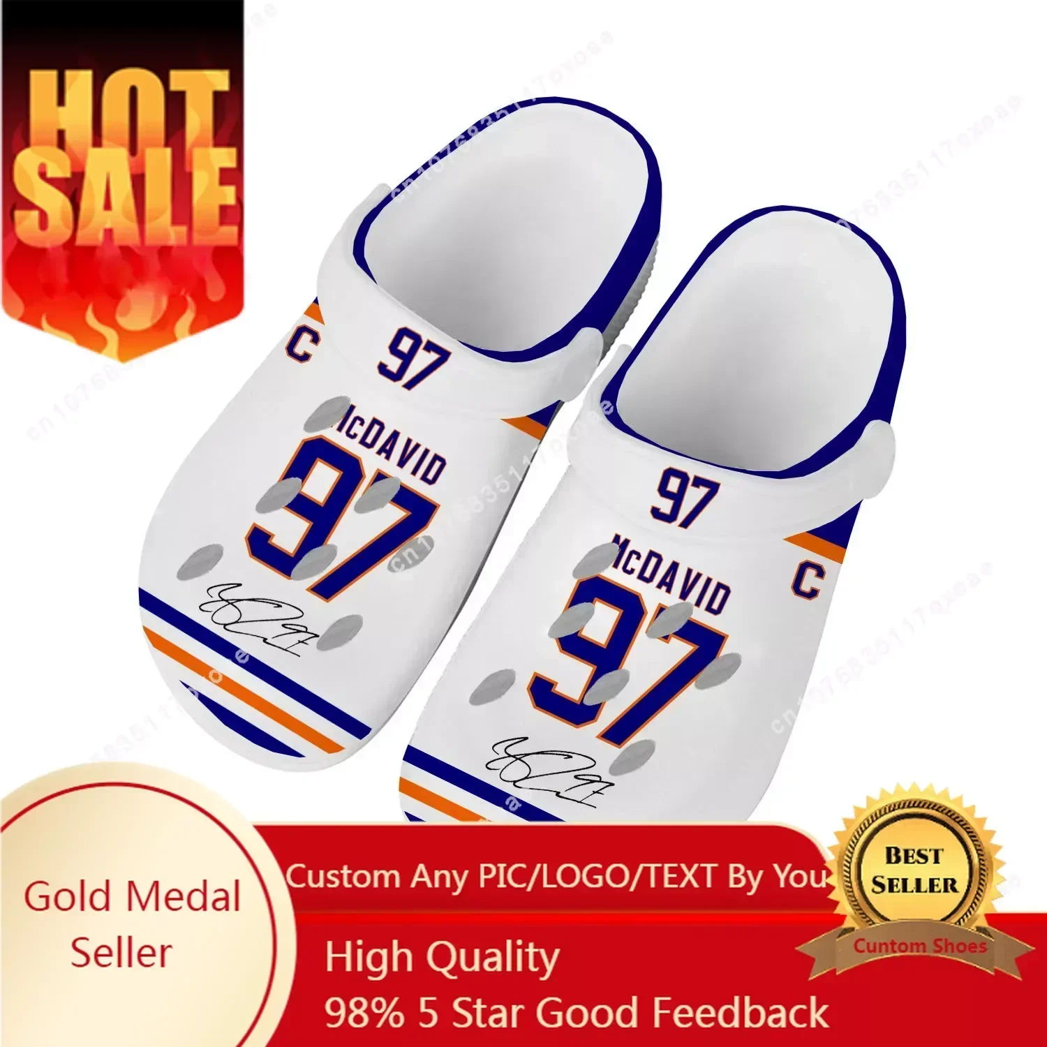 

Connor McDavid ice hockey NO 97 Home Clog Mens Women Youth Boy Girl Sandals Shoes Garden Custom Made Shoe Beach Hole Slippers