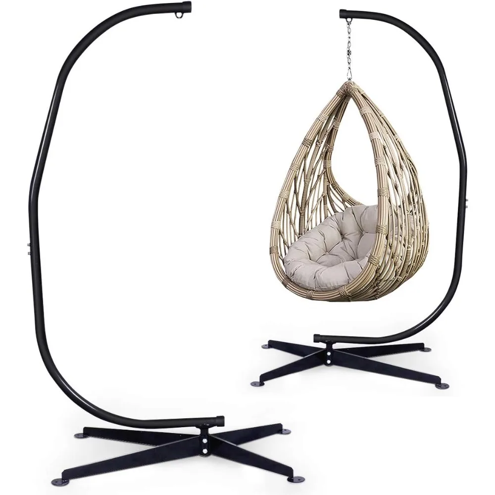 

Hammock Chair Stand Only, Heavy Duty Steel C-Stand for Hanging Chair, 360° Rotation Egg W/Carabiner, 2" Diameter Pipe, 8