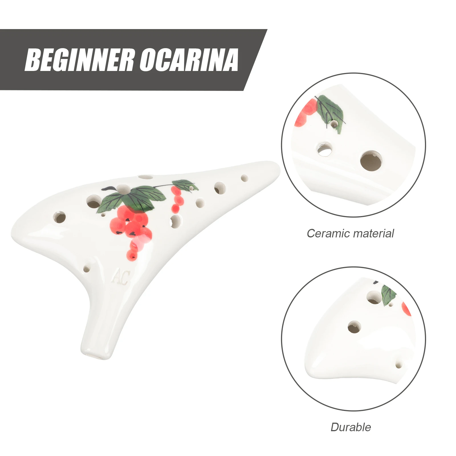 

Ocarina Musical Instrument Easy Wind for Beginners Mini Ceramics Portable Practice