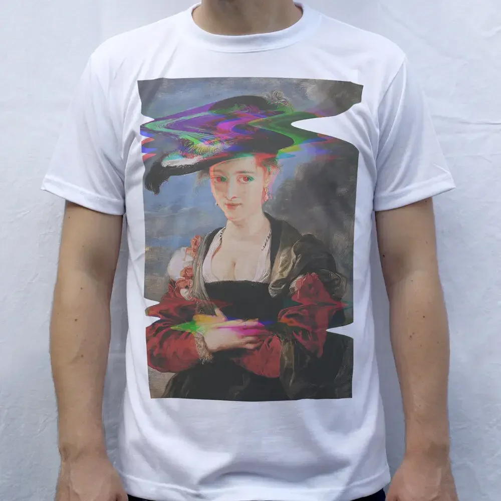 Portrait of Susanna Lunden by Peter Paul Rubens T shirt Glitch Design Y2K tops Unisex Summer Short Sleeve