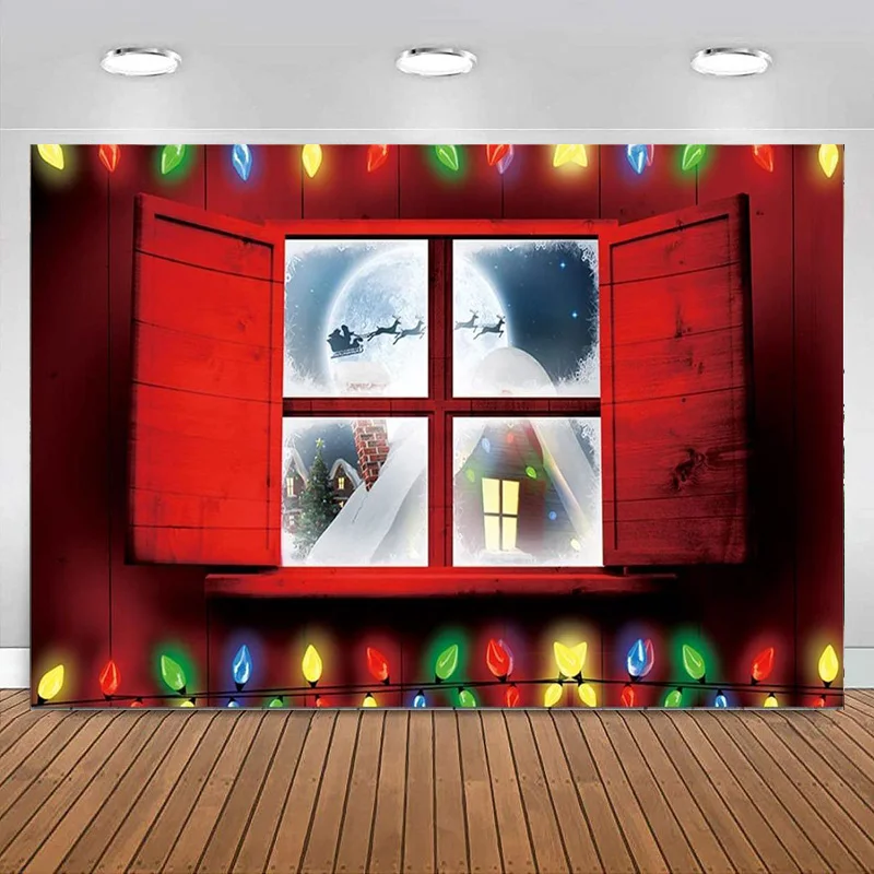 Marry Christmas Backdrop Banner Wall Window Door Decoration Xmas Party Supplies Party Photography Background for Home Office