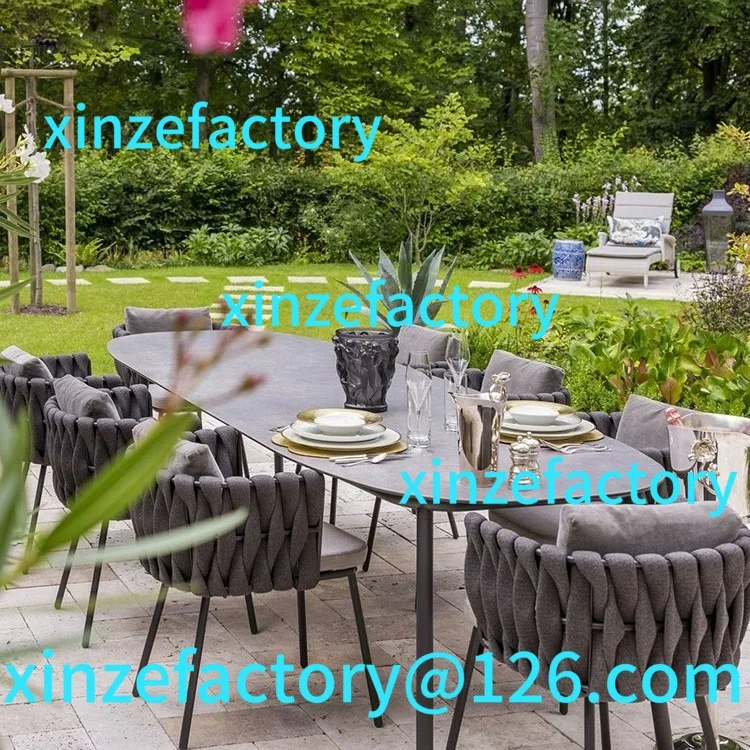 

Customizable Nordic outdoor waterproof slate marble dining table and chairs