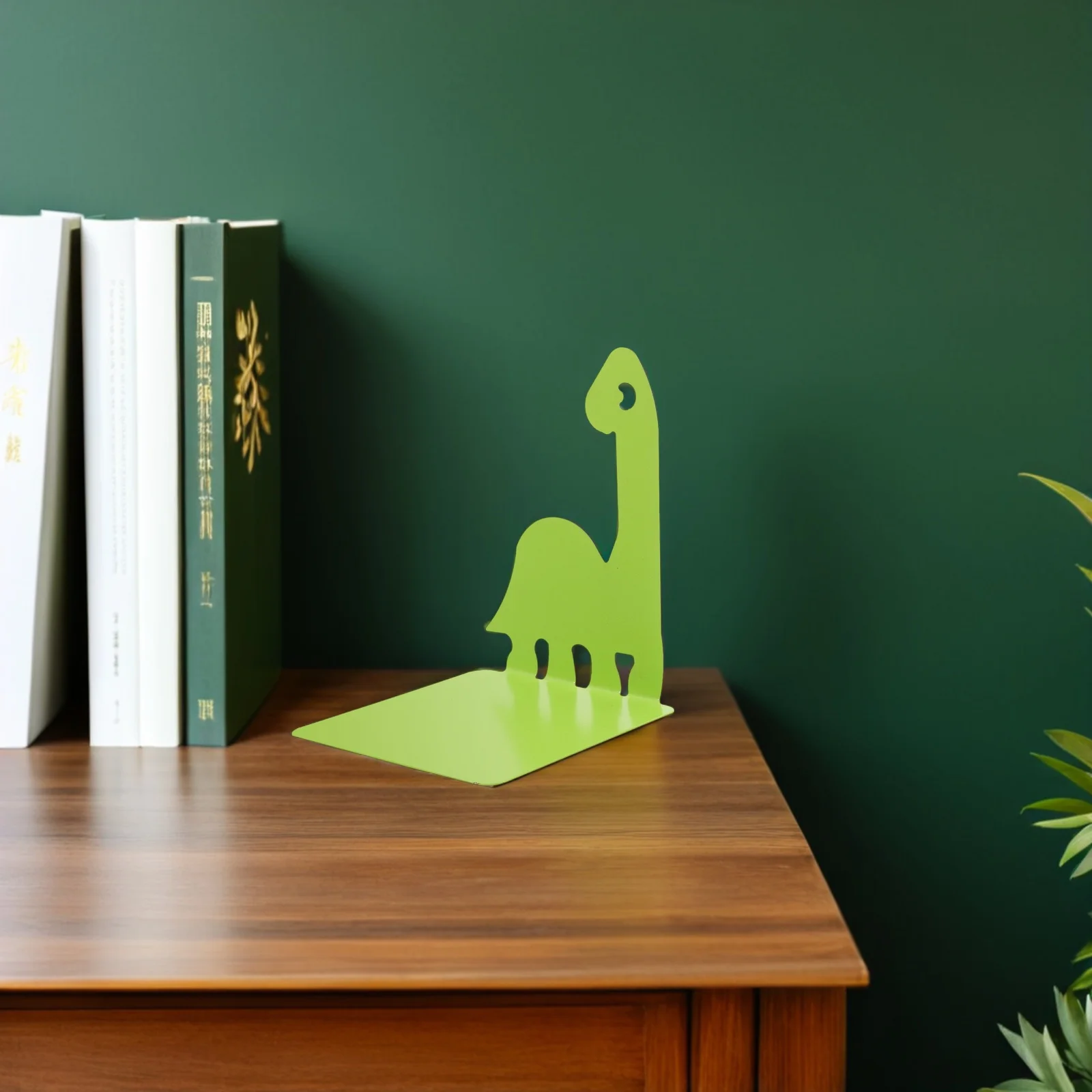 2Pcs Animal Bookends Dinosaur Giraffe Metal Book Holder Small Kids Book Organizer Desk Bookends Decorative Nursery